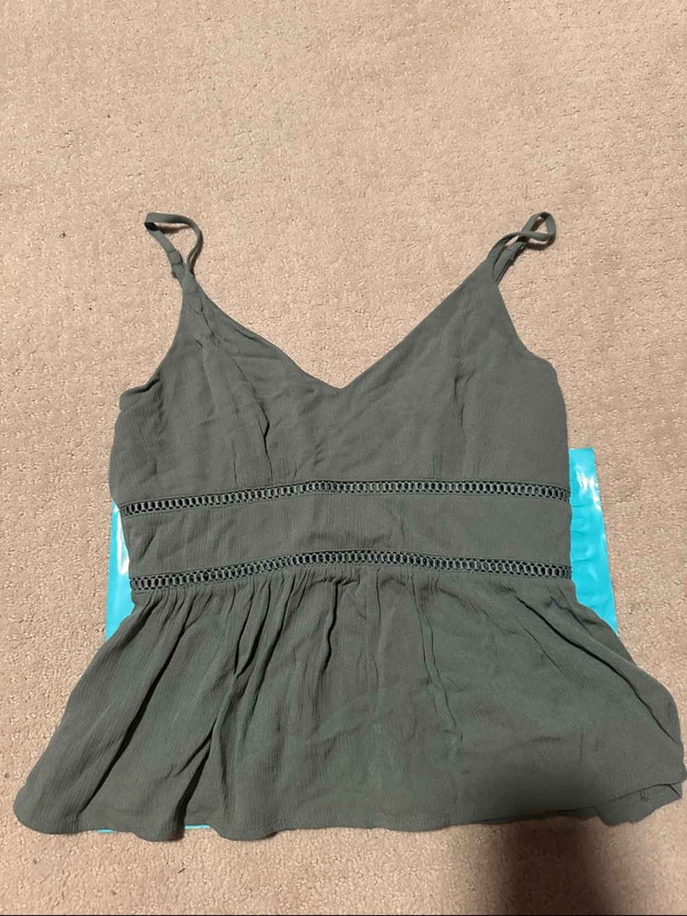 Trixxi Olive Green Spaghetti Strap Peplum Camisole